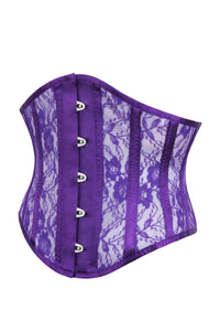 Corset Story BC-064 Purple Underbust Corset with Lace and Mesh Panels