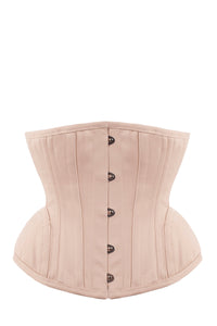 Underbust Waist Trainer In Pinky Beige Cotton Twill- Curved Hem And Hip Panels