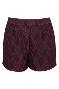 Viola Violet Satin Shorts with Purple Lace Overlay