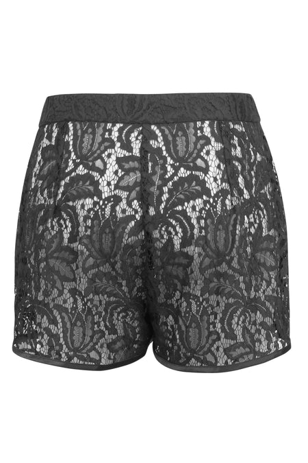 Black Sheer Lace Shorts