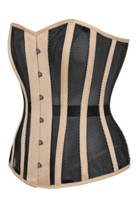 Beige Mesh Waist Taming Overbust Corset