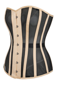 Longline Beige Mesh Waist Taming Overbust Corset