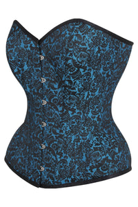 Turquoise Brocade Expert Waist Training Overbust Corset