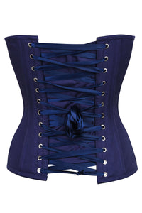 Corset Story SC-010 Dahlia Summer Navy Viscose Overbust Corset With Zip Front