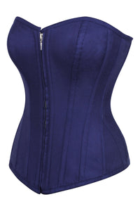 Corset Story SC-010 Dahlia Summer Navy Viscose Overbust Corset With Zip Front