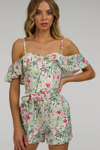 Corset Story SC-067 Ivy Meadow Viscose Corset Playsuit With Off The Shoulder Sleeves