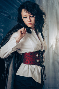 Maroon Brocade and PVC Corset Inspired Belt