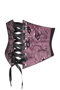 Pink & Black Lace Overlay Corset Belt