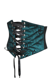 Turquoise Satin & Lace Overlay Corset Inspired Belt