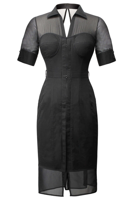 Corset Story SDS020 Black Corset Shirt Dress