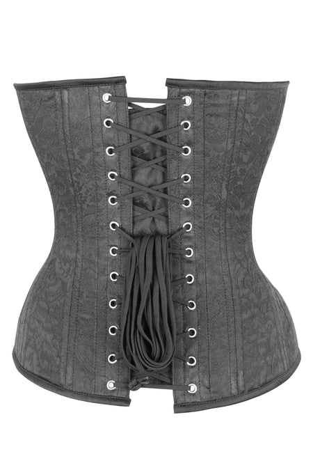 Black Brocade Expert Waist Training Overbust Corset