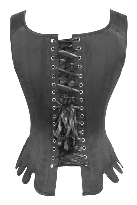 Historically Inspired Black Satin Overbust Corset