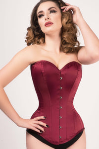 Corset Story WTVIC018 Burgundy Matt Satin Longline Waist Taming Overbust