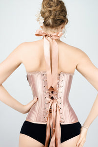 Rose Gold Halterneck Overbust Ribbon Corset