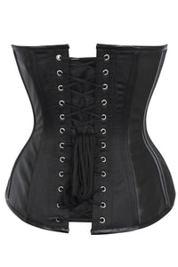 Black Brocade Overbust Corset with PVC trims and Metal Loop Features