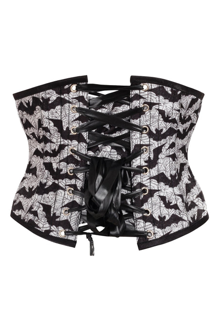 Zip Front Silver Bat Waspie Corset