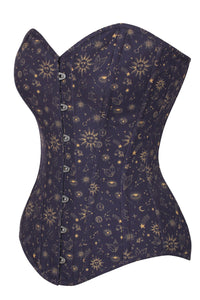 Corset Story CSFT161 Mystic Galaxy Indigo And Gold Longline Overbust Corset