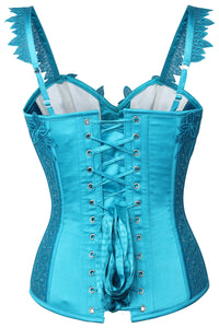 Corset Story FTS114 Satin Aqua Blue Corset With Shoulder Straps