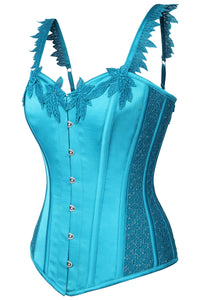 Corset Story FTS114 Satin Aqua Blue Corset With Shoulder Straps