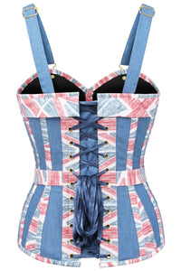 Corset Story FTS127 Chambray Union Jack Overbust Corset