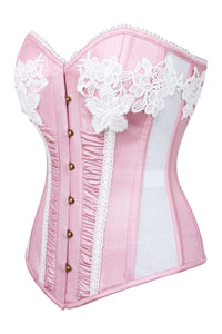 Corset Story FTS204 Soft Pink Shimmer Chiffon Overbust Corset