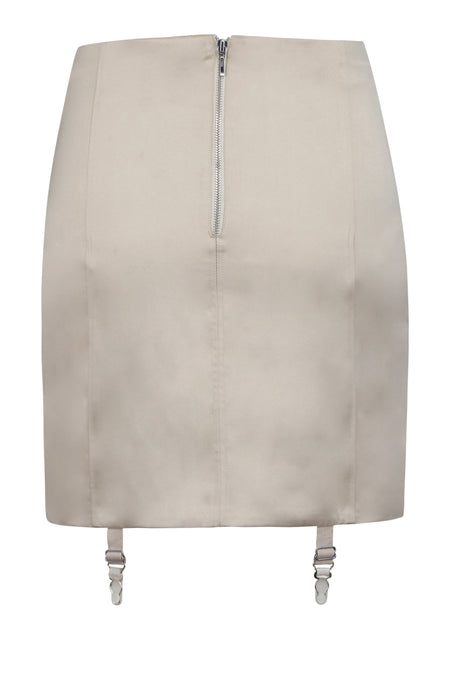 Tillie Champagne Satin Corset Inspired Skirt with Suspender Clips