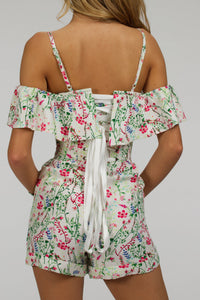 Corset Story SC-067 Ivy Meadow Viscose Corset Playsuit With Off The Shoulder Sleeves