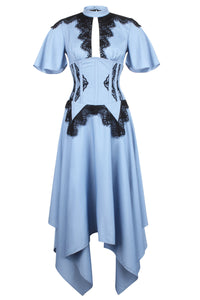 Corset Story SDS017 Baby Blue Corset Dress with Lace Trim