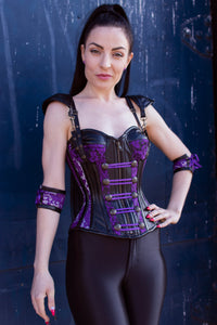 Corset Story WTS839 Lace Overlay PVC with Double Shoulder Strap and Cuffs